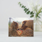 Miniatuur Donkey & Horse Valentijn Heart Feestdagenkaart (Staand voorkant)