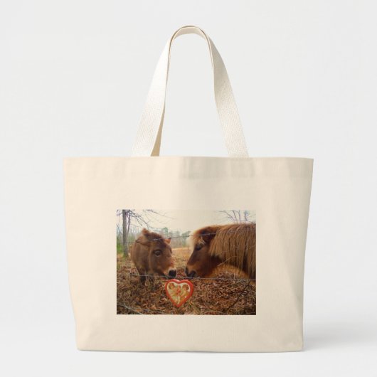Miniatuur Donkey & Horse Valentijn Heart Grote Tote Bag (Voorkant)