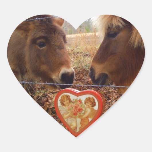 Miniatuur Donkey & Horse Valentijn Heart Hart Sticker (Voorkant)