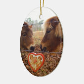 Miniatuur Donkey & Horse Valentijn Heart Keramisch Ornament (Links)