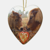 Miniatuur Donkey & Horse Valentijn Heart Keramisch Ornament (Links)
