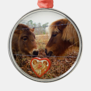 Miniatuur Donkey & Horse Valentijn Heart Metalen Ornament
