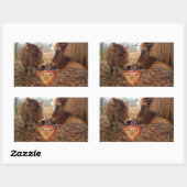 Miniatuur Donkey & Horse Valentijn Heart Rechthoekige Sticker (Vel)