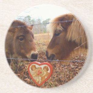 Miniatuur Donkey & Horse Valentijn Heart Zandsteen Onderzetter