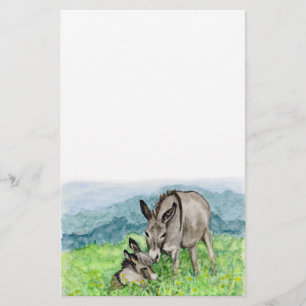 Miniatuur Donkey Mam en Baby Art Briefpapier