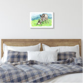 Miniatuur Donkey Mam en Baby Art Canvas Afdruk (Insitu (Slaapkamer))