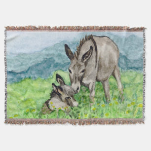 Miniatuur Donkey Mam en Baby Art Deken