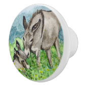 Miniatuur Donkey Mam en Baby Art Keramische Knop (Rechts)