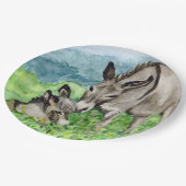 Miniatuur Donkey Mam en Baby Art Papieren Bordje (Gekanteld)