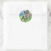 Miniatuur Donkey Mam en Baby Art Ronde Sticker (Tas)