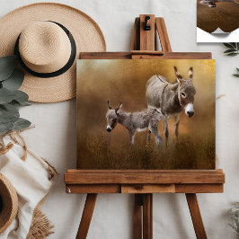 Miniatuur Donkey met Colt Poster
