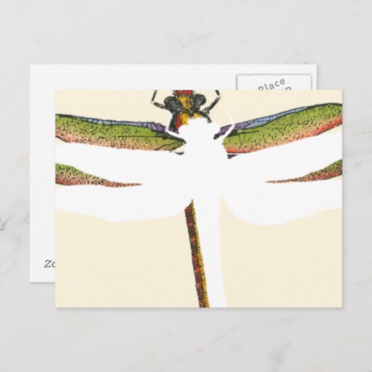 Miniatuur Dragonfly op witte achtergrond Briefkaart (Voorkant / Achterkant)