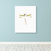 Miniatuur Dragonfly op witte achtergrond Canvas Afdruk (Insitu (Houten vloer))
