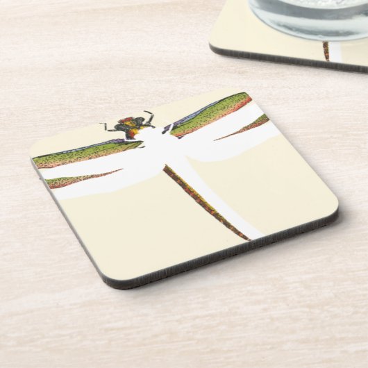 Miniatuur Dragonfly op witte achtergrond Drankjes Onderzetter (Linkerzijde)