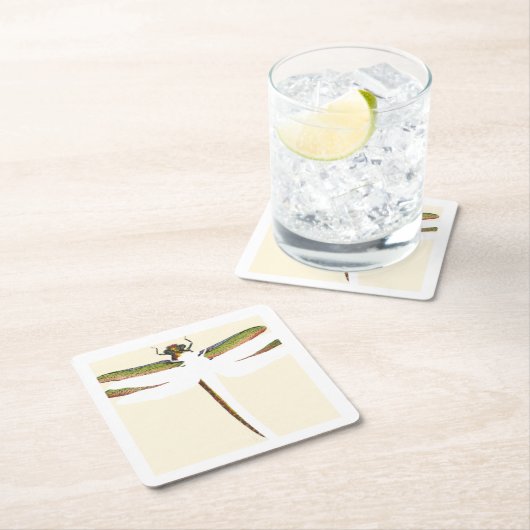 Miniatuur Dragonfly op witte achtergrond Kartonnen Onderzetters (Insitu)