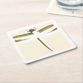 Miniatuur Dragonfly op witte achtergrond Kartonnen Onderzetters (Schuin)