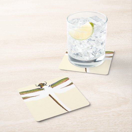 Miniatuur Dragonfly op witte achtergrond Kartonnen Onderzetters (Insitu)