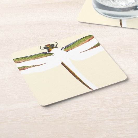 Miniatuur Dragonfly op witte achtergrond Kartonnen Onderzetters (Schuin)