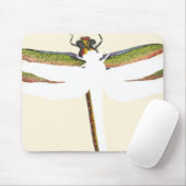 Miniatuur Dragonfly op witte achtergrond Muismat (Met muis)