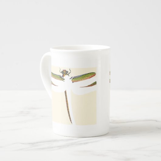 Miniatuur Dragonfly op witte achtergrond Porselein Kop (Links)