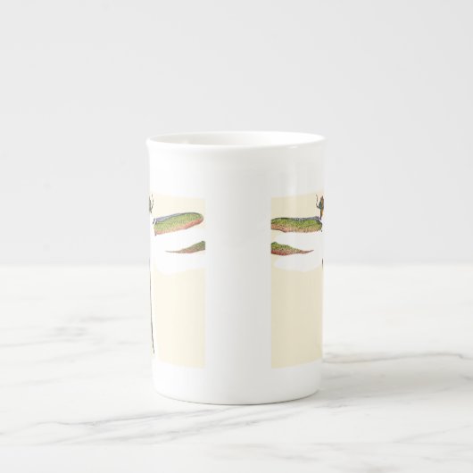 Miniatuur Dragonfly op witte achtergrond Porselein Kop (Voorkant)