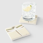 Miniatuur Dragonfly op witte achtergrond Stenen Onderzetter (Zijkant)