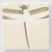 Miniatuur Dragonfly op witte achtergrond Stenen Onderzetter (Voorkant)