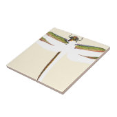 Miniatuur Dragonfly op witte achtergrond Tegeltje (Zijkant)