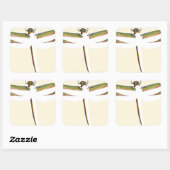 Miniatuur Dragonfly op witte achtergrond Vierkante Sticker (Vel)