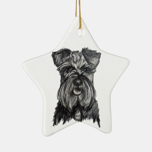 Miniatuur Duitse Schnauzer Keramisch Ornament (Rechts)