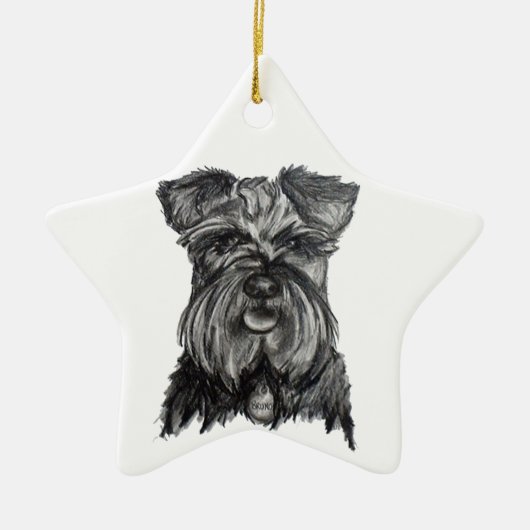 Miniatuur Duitse Schnauzer Keramisch Ornament (Voorkant)