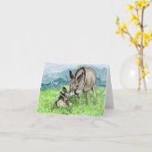 Miniatuur ezel Moederdag Kaart (Gele Bloem)