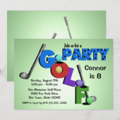 Miniatuur Golf Party Kaart (Voorkant / Achterkant)