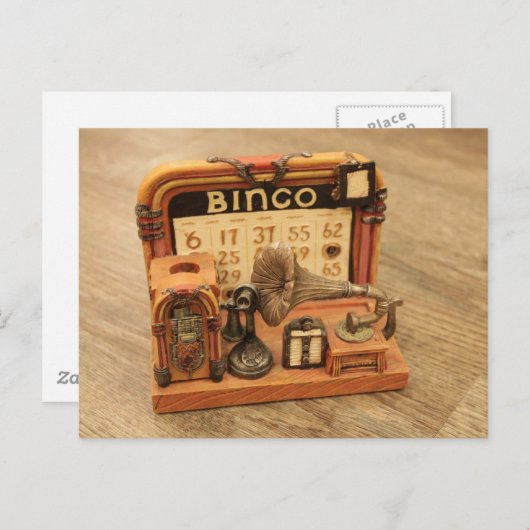 miniatuur  grammofoon briefkaart (Voorkant / Achterkant)