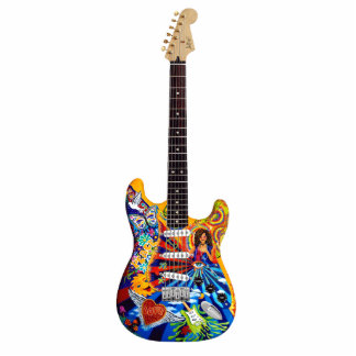 Miniatuur Janis Elektrische Gitaar Kunst Beeldhouw Staand Fotobeeldje