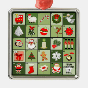 Miniatuur Kerst Advent Kalender Metalen Ornament