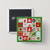 miniatuur kerstcadeaukalender vierkante button 5,1 cm (Voorkant /achterkant)