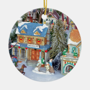 Miniatuur kerstdorp keramisch ornament