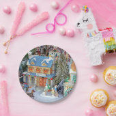 Miniatuur kerstdorp papieren bordje (Feest)