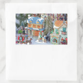 Miniatuur kerstdorp rechthoekige sticker (Tas)