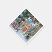 Miniatuur kerstdorp servet (Hoek)