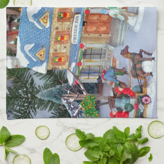 Miniatuur kerstdorp theedoek (Gevouwen)