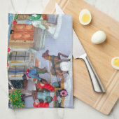 Miniatuur kerstdorp theedoek (Quarter Fold)