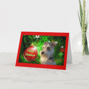 Miniatuur Kerstkaart Schnauzer prettige feestdagen Kaart