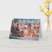 Miniatuur Kerstman in Gemberkoek slee Kaart (Gele Bloem)