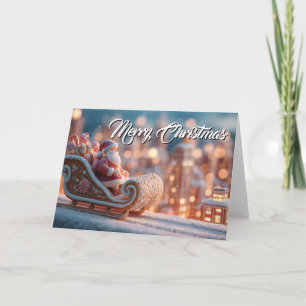 Miniatuur Kerstman in Gemberkoek slee Kaart