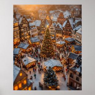 Miniatuur Kerstmarkt Dorp Poster