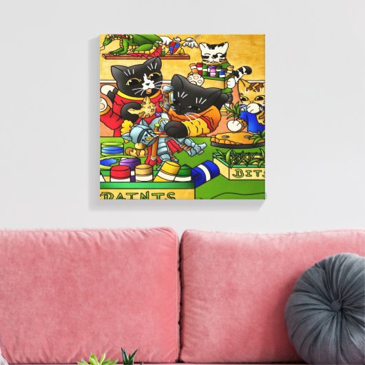 Miniatuur Knight Cat Model Schilderkatten Canvas Afdruk (Insitu (Woonkamer))