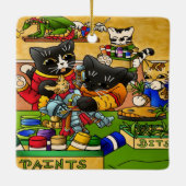 Miniatuur Knight Cat Model Schilderkatten Keramisch Ornament (Achterkant)