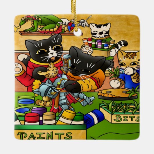 Miniatuur Knight Cat Model Schilderkatten Keramisch Ornament (Voorkant)